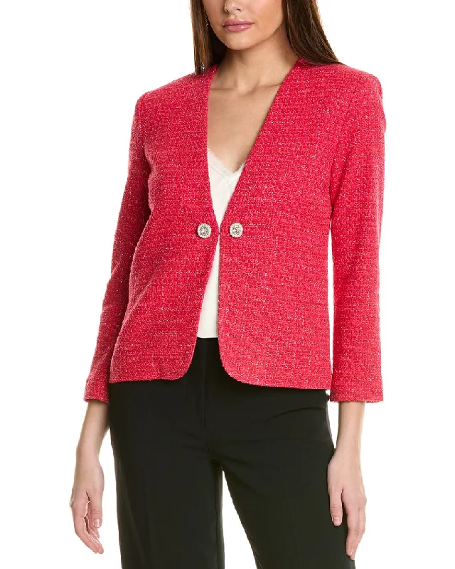 St. John Tweed Jacket Satin Silk Chiffon