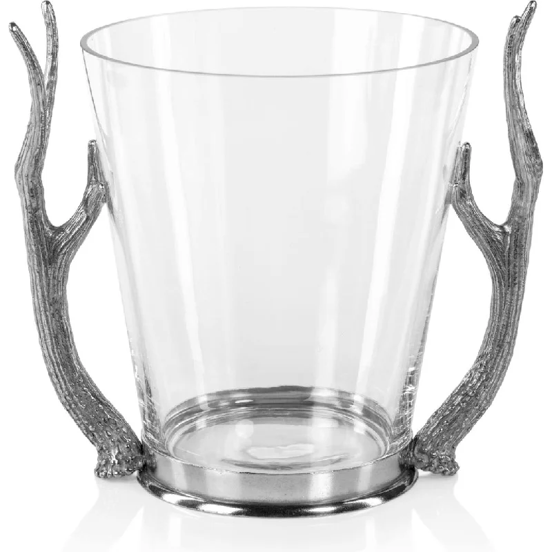 Malachi Glass Wine & Champagne Bucket with Pewter Antler Handles