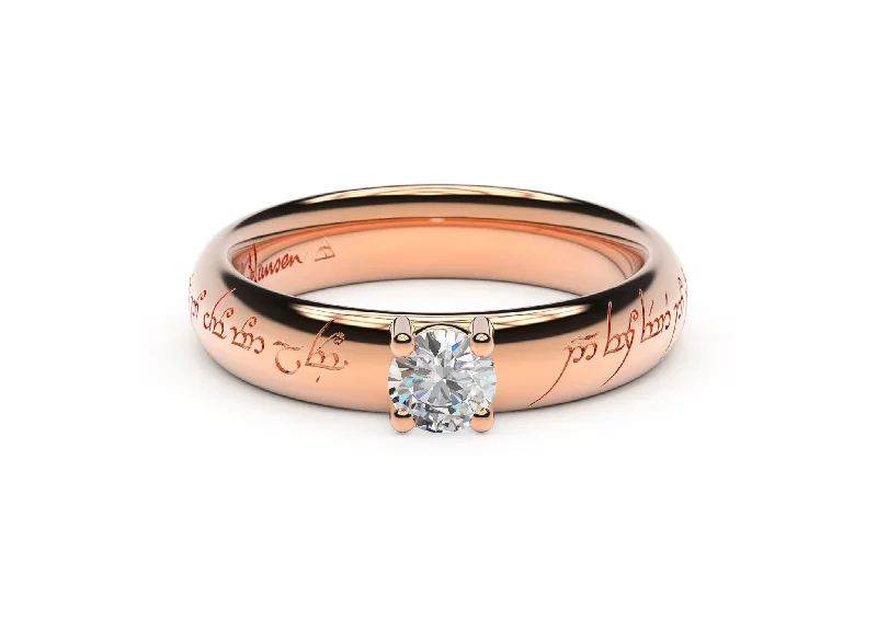 Affordable Luxury Jewelry For Every Occasion Contemporary Elvish Engagement Ring, Red Gold
