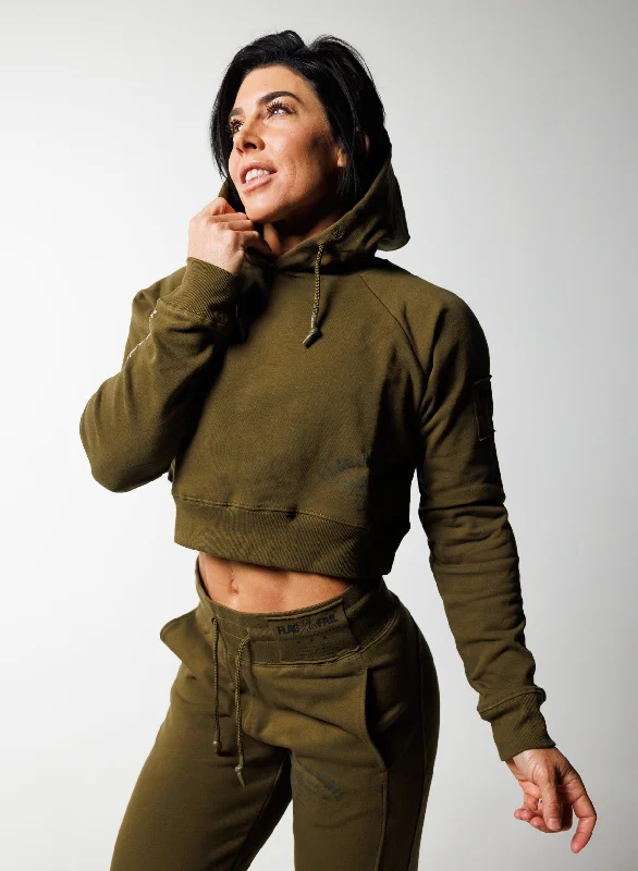 GOOD DAYS CROP HOODIE - OLIVE