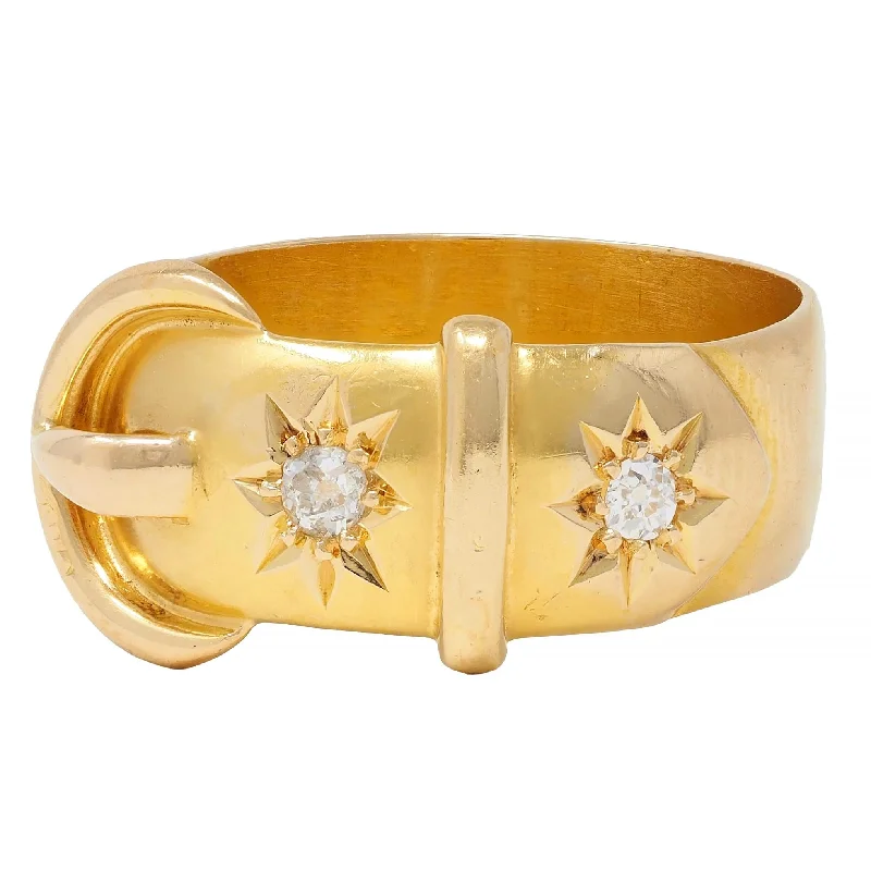 Get The Best Deals On Timeless Jewelry Pieces Late Victorian Old Mine Diamond 18 Karat Yellow Gold Antique Buckle Band Ring
