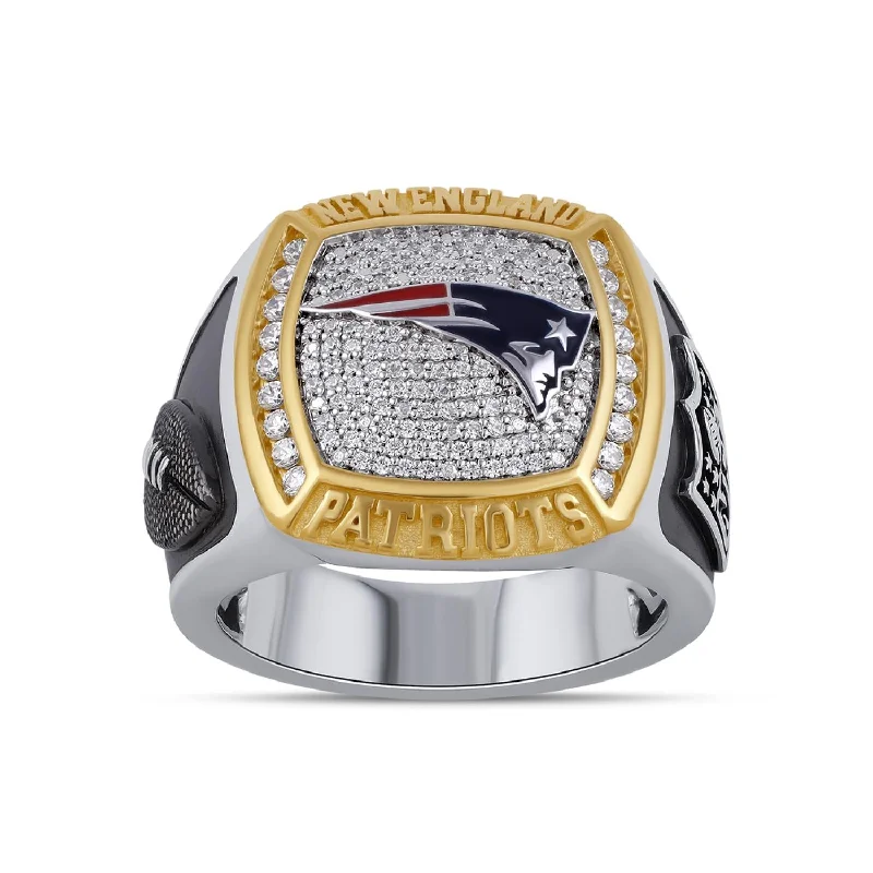 Exclusive Jewelry Offers – Sparkle For Less True Fans Fine Jewelry New England Patriots 1/2 CTW Diamond Ring in Sterling Silver