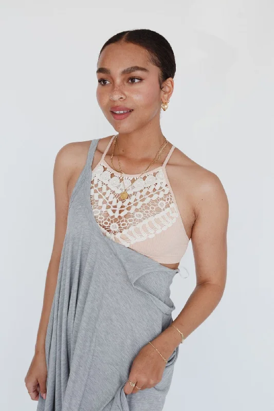 Crochet High Neck Bralette - Blush