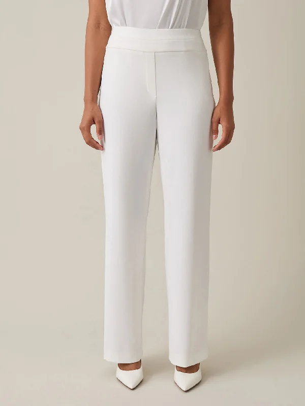 Pull-On Wide Leg Pants, White