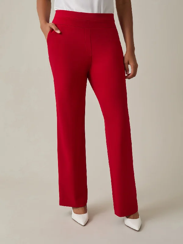 Pull-On Wide Leg Pants, Crimson