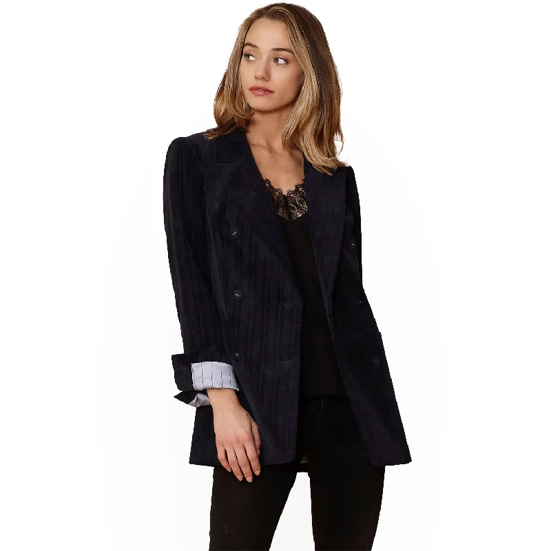 Women's Corduroy Double Breasted Blazer in Midnight