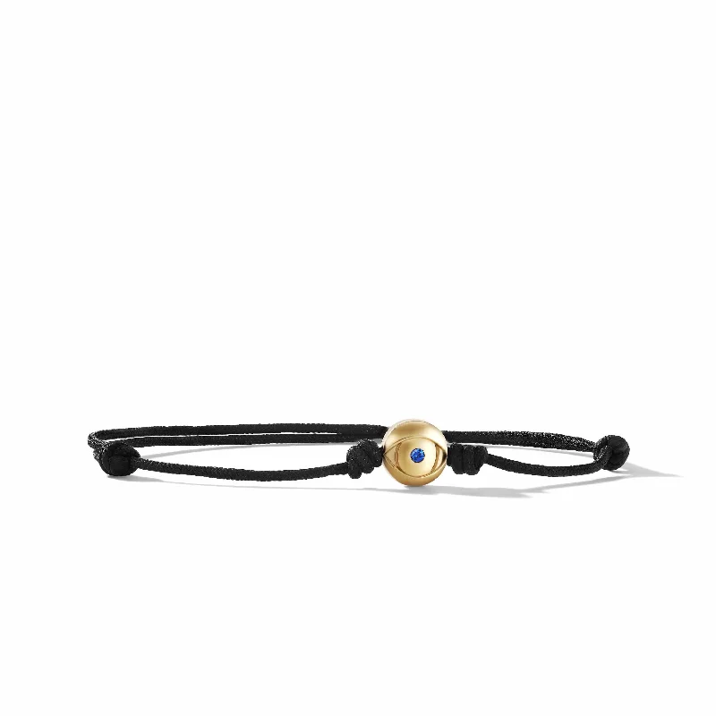 Elegant Rose Gold Jewelry For A Stylish Touch Evil Eye Black Cord Bracelet with 18K Yellow Gold and Sapphire
